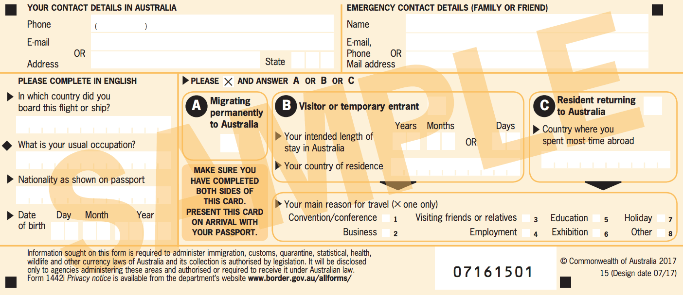 Landing Card