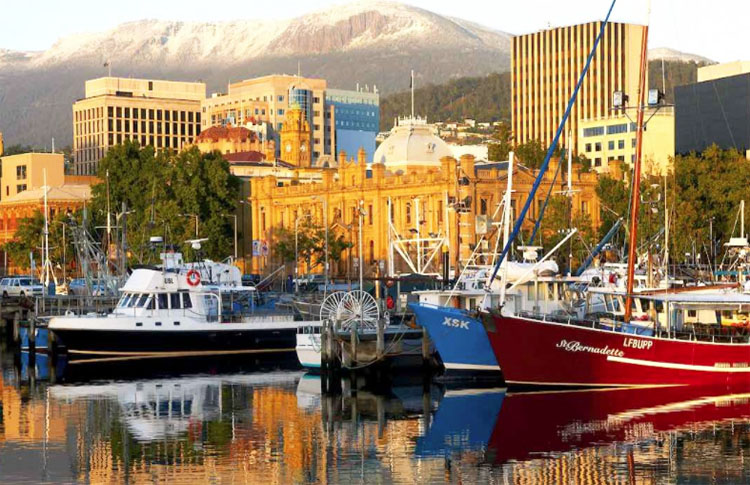 Hobart waterfront in winter