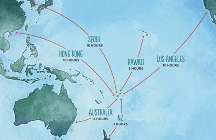 Flight times from Nadi Fiji