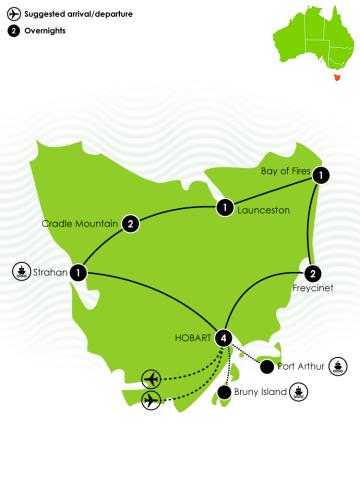 12 Day Complete Tasmania Large Map