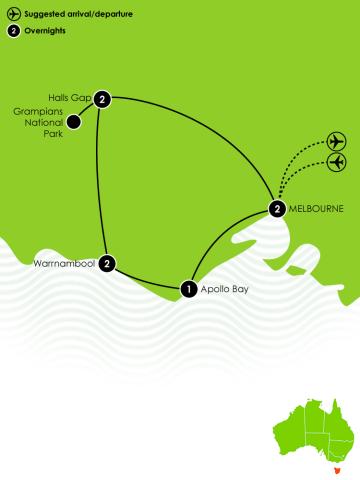 8 Day Great Ocean Road & Grampians Large Map