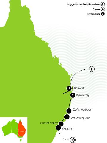 Tour Map: Sydney to Brisbane Adventure