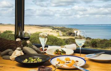 wine and dine on Kangaroo's island produced wines.