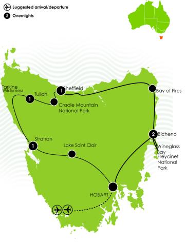 Tour Map: 6 Day Tasmania Adventure